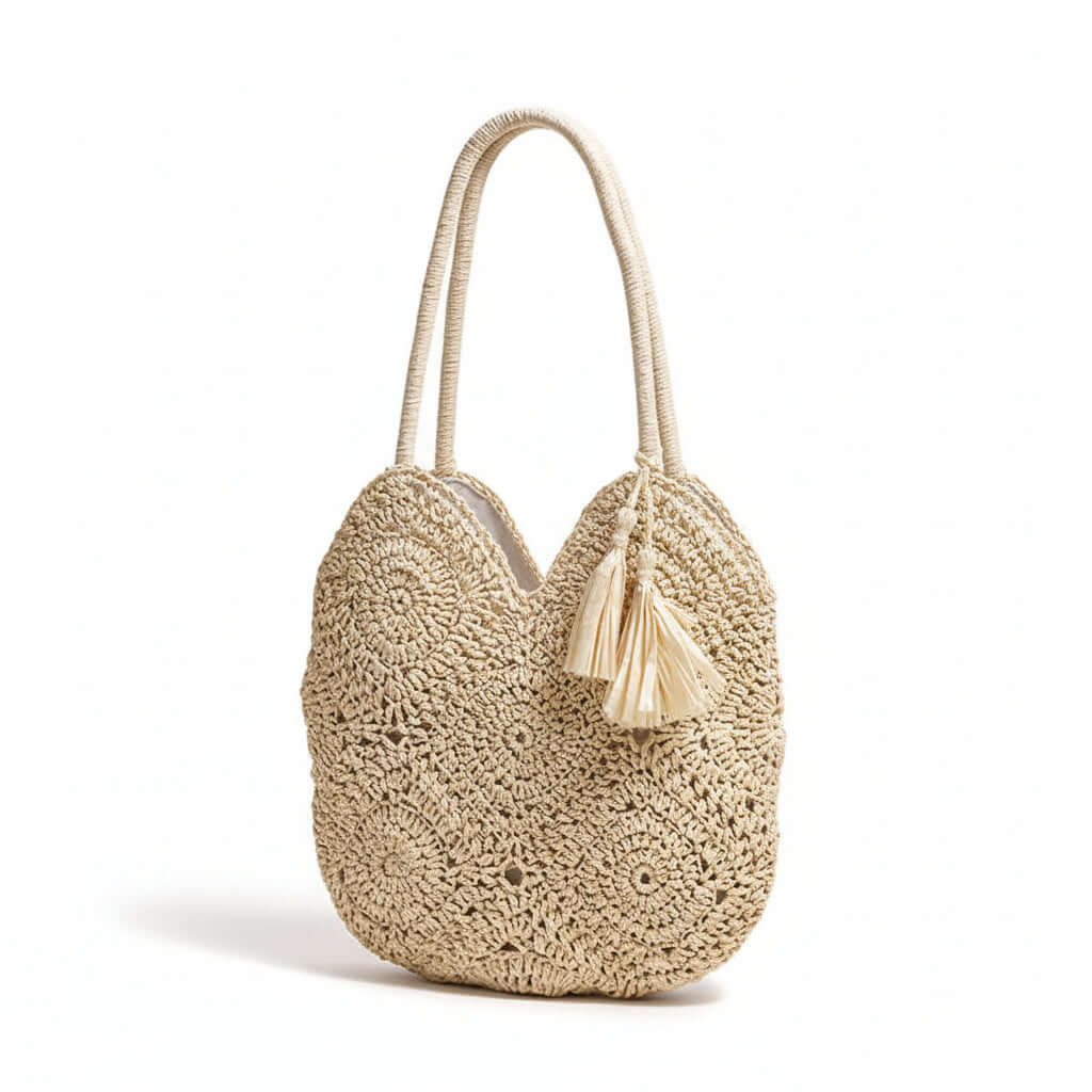 Large Capacity Straw Bag Shoulder Woven Bag-0