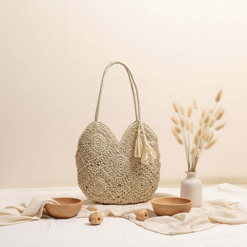 Large Capacity Straw Bag Shoulder Woven Bag-1