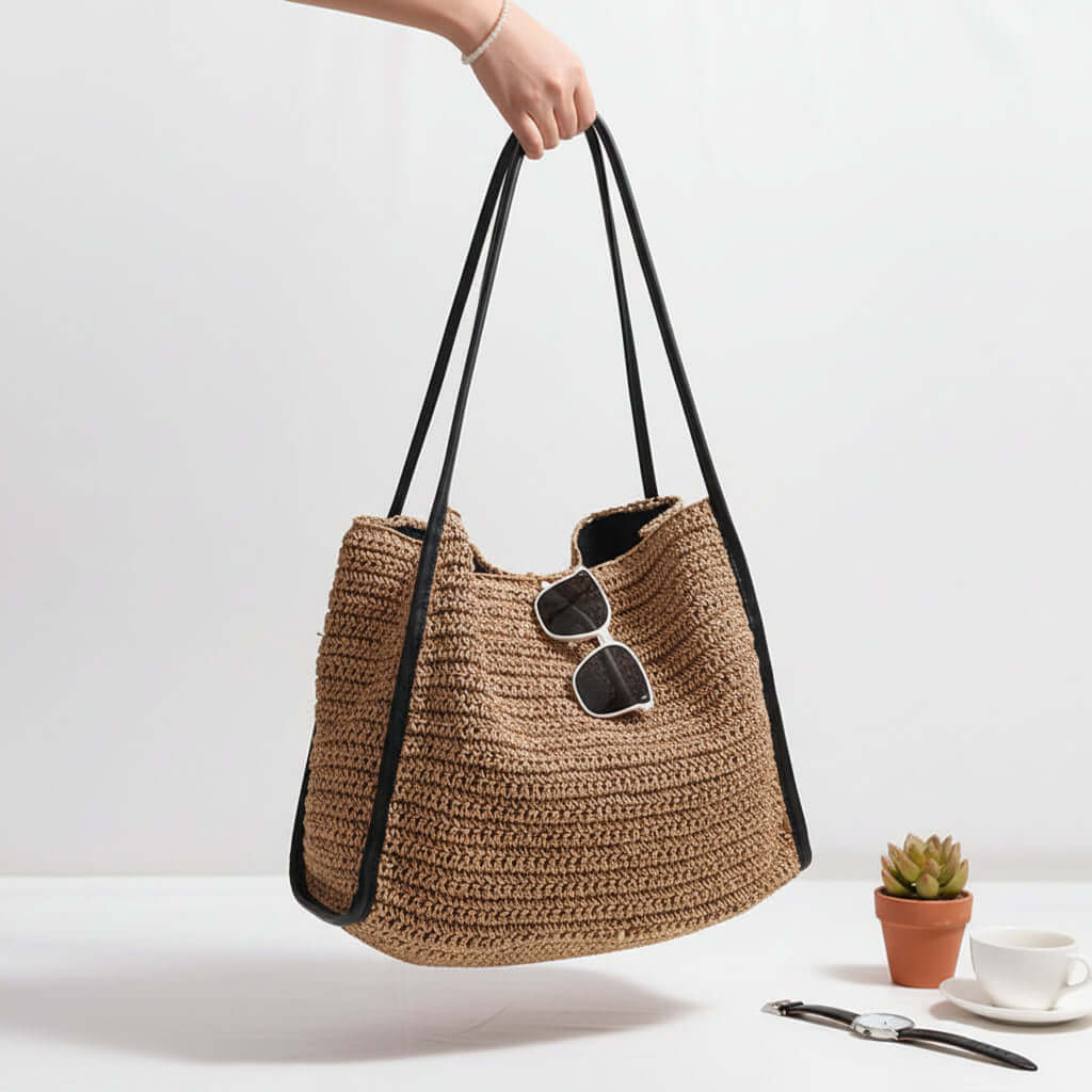 Large capacity straw beach bag French Straw Bag Niche Woven Bag-1