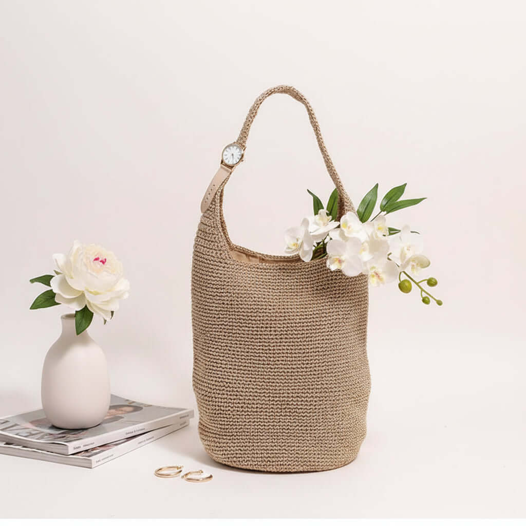 Large capacity straw beach bag Portable Bucket Woven Bag-0