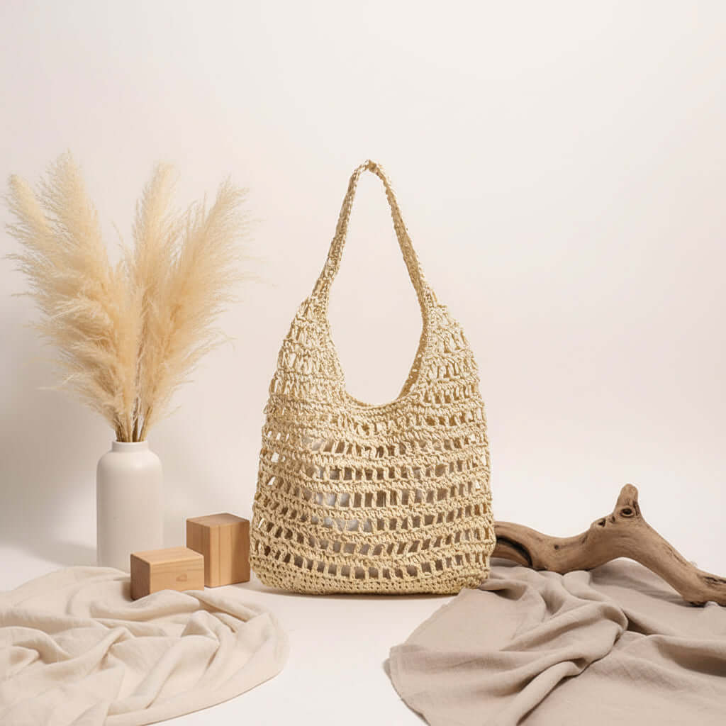 Large capacity straw beach bag Seaside Vacation French Straw Bag-1