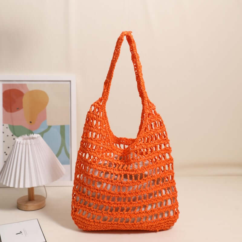 Large capacity straw beach bag Seaside Vacation French Straw Bag-10