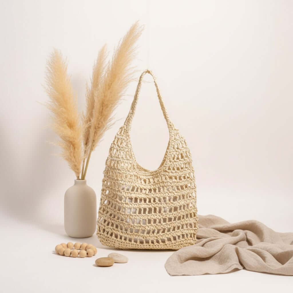 Large capacity straw beach bag Seaside Vacation French Straw Bag-5