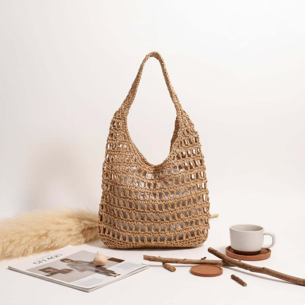 Large capacity straw beach bag Seaside Vacation French Straw Bag-6