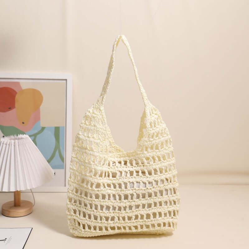 Large capacity straw beach bag Seaside Vacation French Straw Bag-7