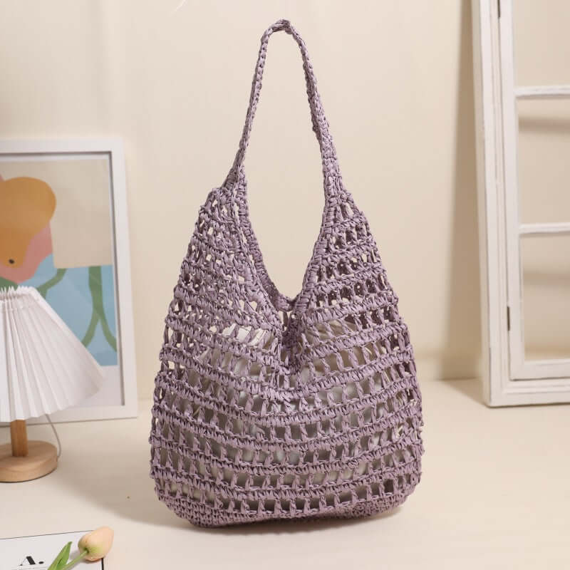 Large capacity straw beach bag Seaside Vacation French Straw Bag-8