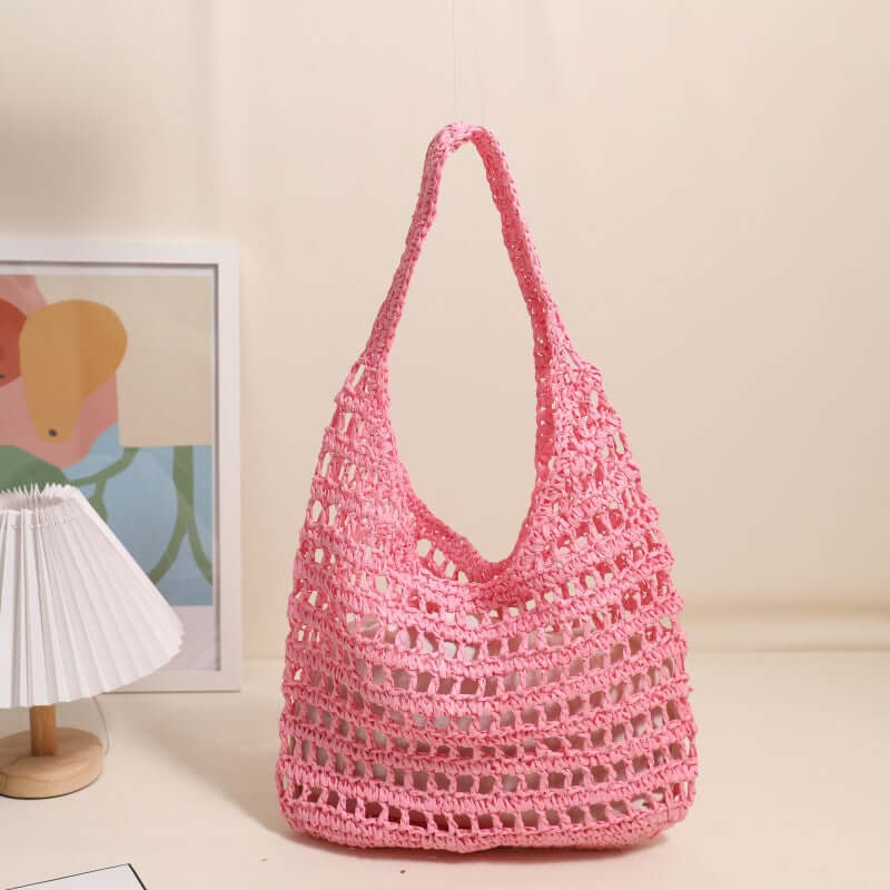 Large capacity straw beach bag Seaside Vacation French Straw Bag-9