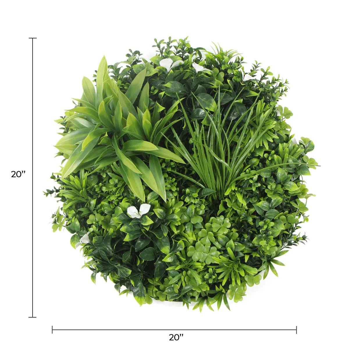 Artificial Green Wall Disc 20in – White Frame – UV Resistant – Commercial Grade-1