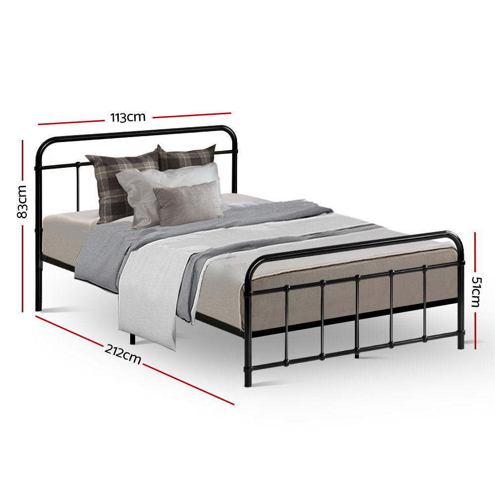 NNEDSZ Artiss Bed Frame Metal Bed Frame LEO - King Single(Black)