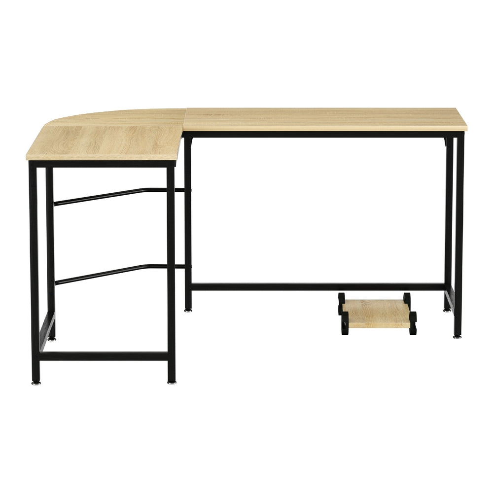 NNEDSZ Artiss Computer Desk L-Shape CPU Stand Oak 147CM
