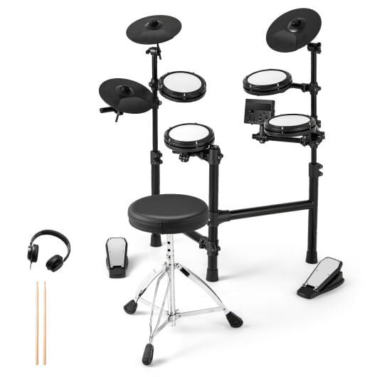Electric Drum Set Foldable Drum Kit with 10 Demos and USB MIDI and 2 Drumsticks-4