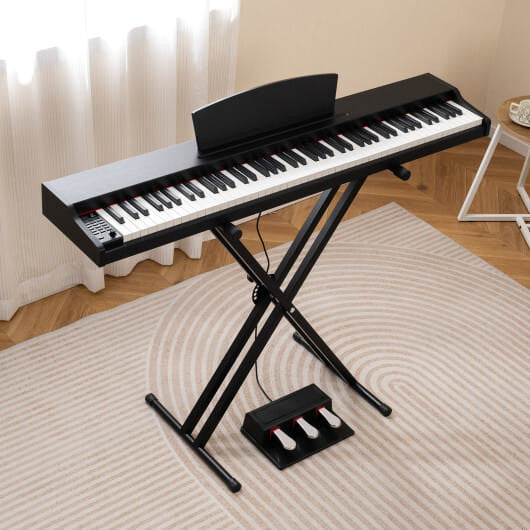 88-Key Keyboard Piano Set with Adjustable Stand-Black-0