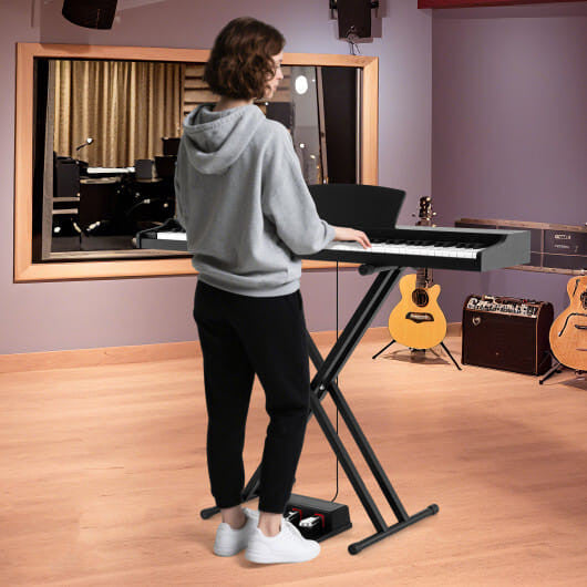 88-Key Keyboard Piano Set with Adjustable Stand-Black-1
