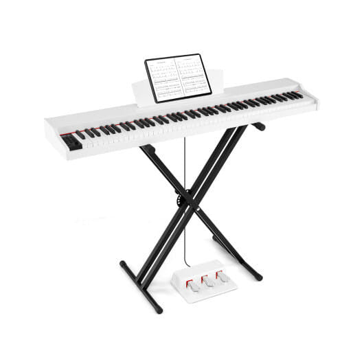 88-Key Keyboard Piano Set with Adjustable Stand-Black-4