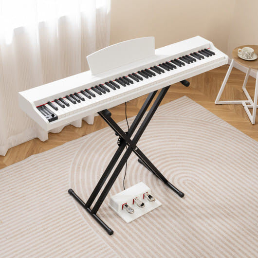 88-Key Keyboard Piano Set with Adjustable Stand-Black-5