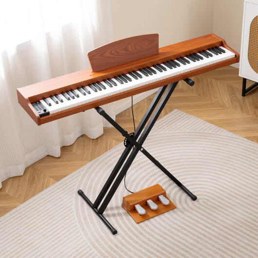 88-Key Keyboard Piano Set with Adjustable Stand-Black-10