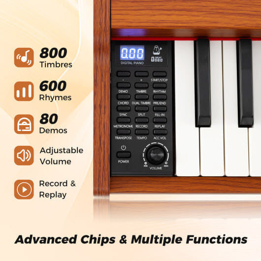 88-Key Keyboard Piano Set with Adjustable Stand-Black-13