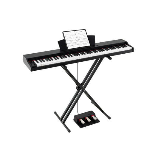 88-Key Keyboard Piano Set with Adjustable Stand-Black-14