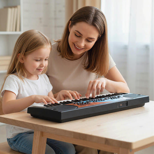 Kids Piano Keyboard 49 Keys Portable Electric Keyboard Piano with 8 Rhythms 8 Tones-Black-1