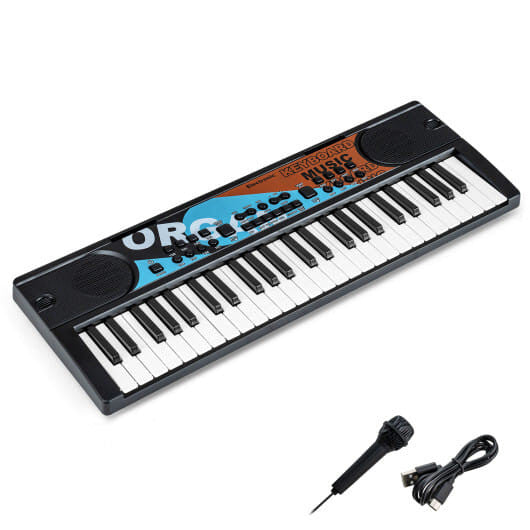 Kids Piano Keyboard 49 Keys Portable Electric Keyboard Piano with 8 Rhythms 8 Tones-Black-2