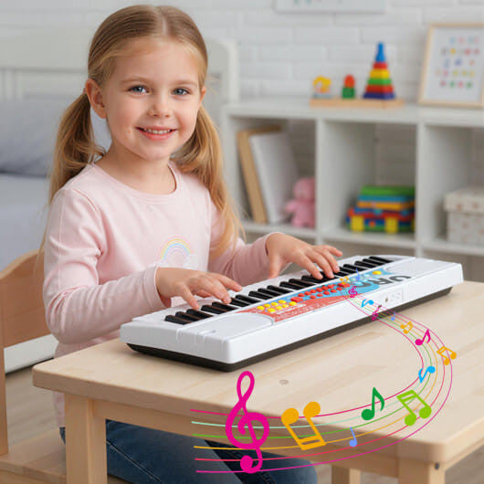 Kids Piano Keyboard 49 Keys Portable Electric Keyboard Piano with 8 Rhythms 8 Tones-Black-5