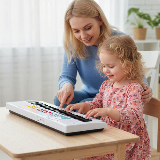 Kids Piano Keyboard 49 Keys Portable Electric Keyboard Piano with 8 Rhythms 8 Tones-Black-6