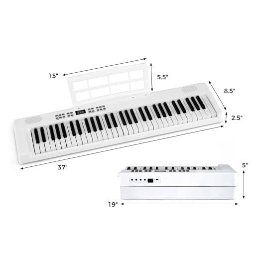 61-Key Foldable Piano Keyboard Full-size Electronic Keyboard with MIDI and Split Function-Pink-0