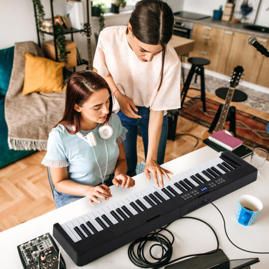 61-Key Foldable Piano Keyboard Full-size Electronic Keyboard with MIDI and Split Function-Pink-1