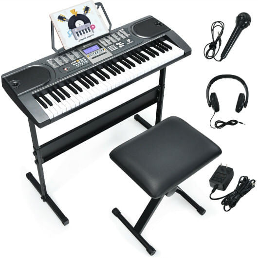 61-Key Electronic Keyboard Piano Starter Set with Stand Bench and Headphones-4