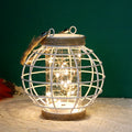 7.3" H Metal Cage LED Lantern Battery Powered Lamp(White)-0