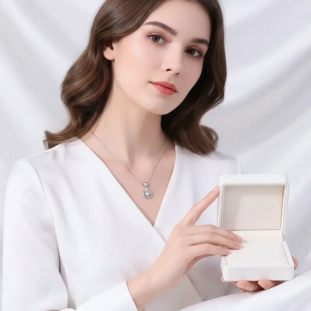 Moissanite diamond pendant necklace 1CT S925 Fine Jewelry-1