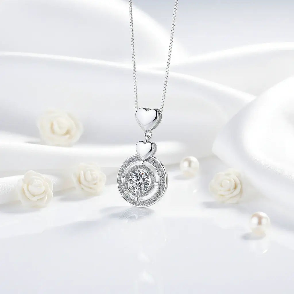 Moissanite diamond pendant necklace 1CT S925 Fine Jewelry-3