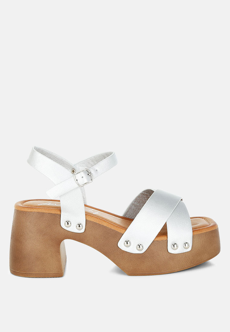 Morasa Metallic Pleather Clog Sandals-0