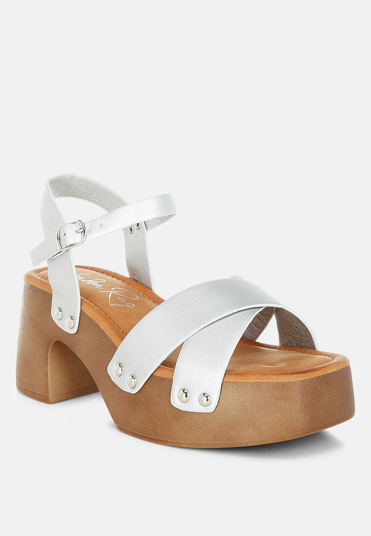 Morasa Metallic Pleather Clog Sandals-1