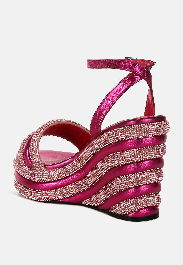My Bliss Rhinestone Studded Wedge Sandals-2