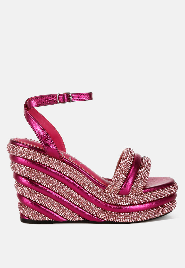 My Bliss Rhinestone Studded Wedge Sandals-0
