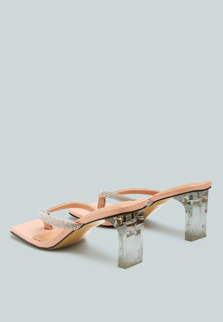 Litchi Rhinestone Embellished Strap Sandals-2