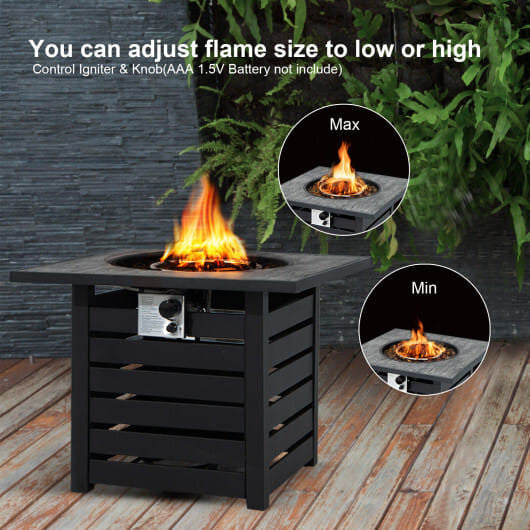 Square Propane Fire Pit Table with Lava Rocks and Rain Cover-1