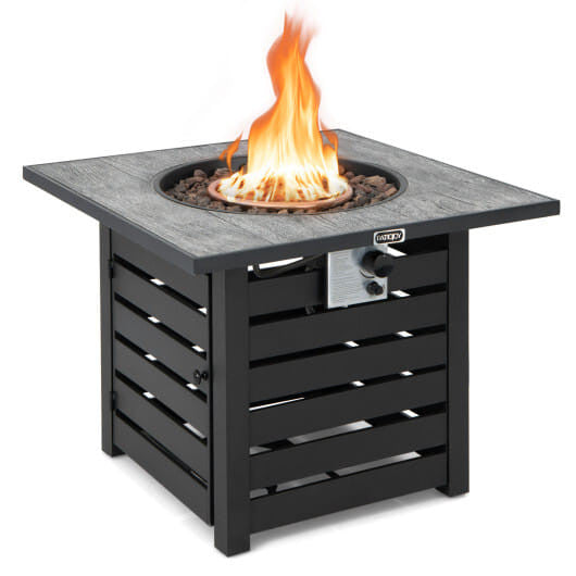 Square Propane Fire Pit Table with Lava Rocks and Rain Cover-4