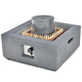 28 Inch 50000 BTU Patio Square Propane Fire Pit with PVC Cover-Gray-0