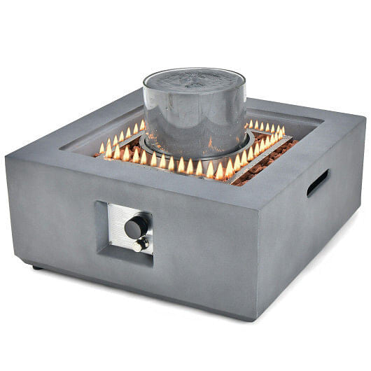 28 Inch 50000 BTU Patio Square Propane Fire Pit with PVC Cover-Gray-0
