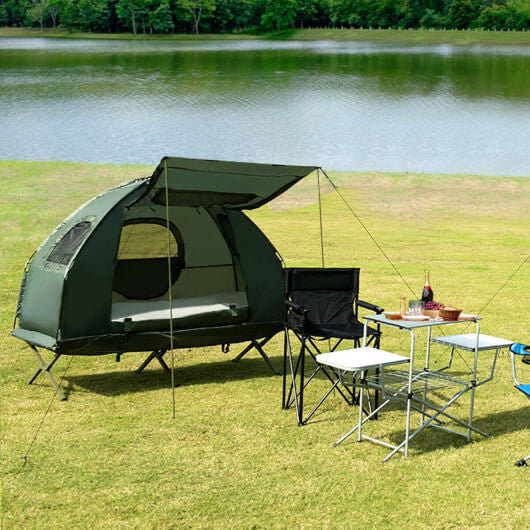 5-in-1 2-Person Foldable Outdoor Camping Tent Cot with Air Mattress and Sleeping Bag-0