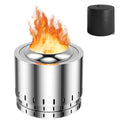 Smokeless Stainless Steel Fire Pit with Ash Pan for Yard Camping-Silver-0