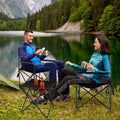 Outdoor Folding Camping Chairs and Table Set with Carrying Bag-Black-0