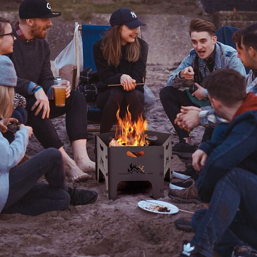 19 Inches Collapsible Portable Plug Fire Pit with Storage Bag-1