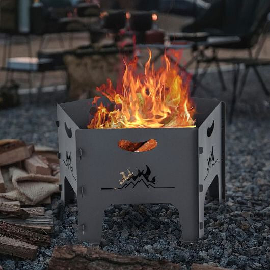 19 Inches Collapsible Portable Plug Fire Pit with Storage Bag-3