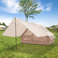 4-6 People Inflatable Camping Tent with Porch and Carrying Bag-Beige-0