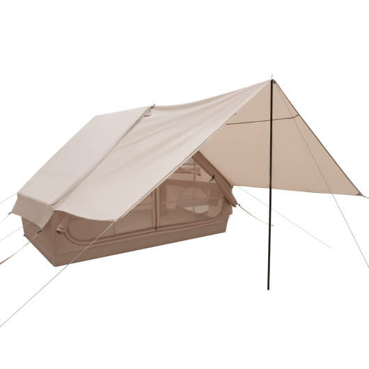 4-6 People Inflatable Camping Tent with Porch and Carrying Bag-Beige-4