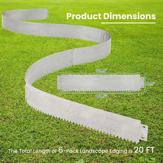 6-Pack 20 FT Galvanized Metal Landscape Edging for Lawn(Patented)-3
