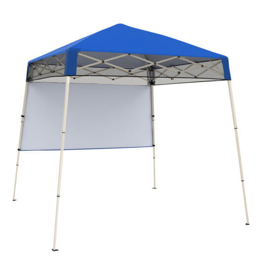 7 x 7 FT Pop-Up Canopy Tent with 1 Push Center Lock for Sports Picnic Camping-Blue-2